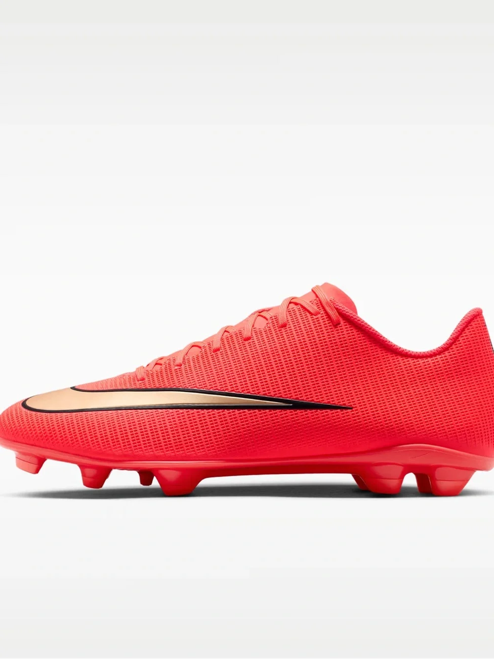 Nike Women’s Red Soccer Cleats with Gold Swoosh Accent